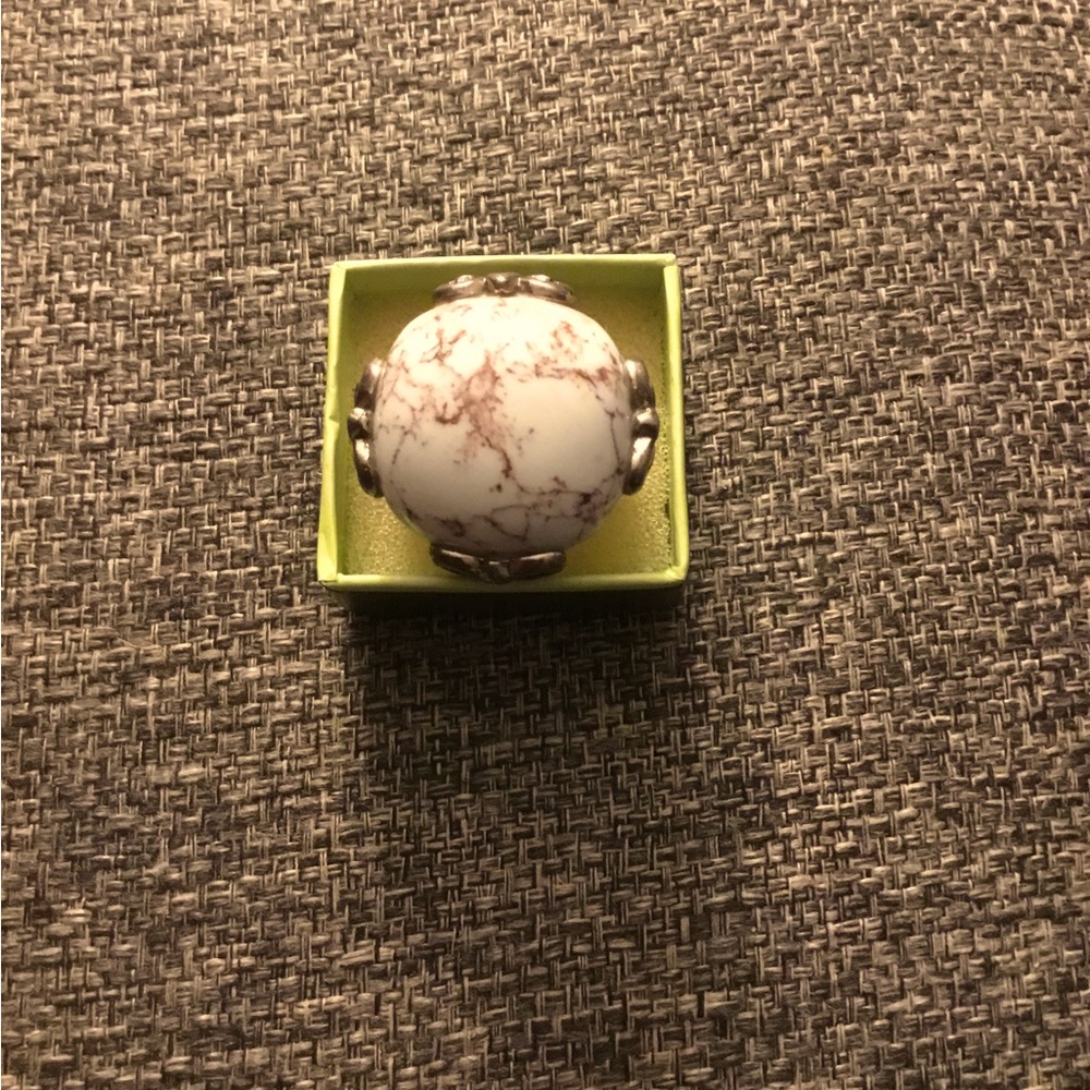 Vintage Large Howlite and Silver Ring